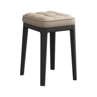 软包实木凳子现代简约家用可叠放餐椅轻奢方凳梳妆台椅子意式矮凳