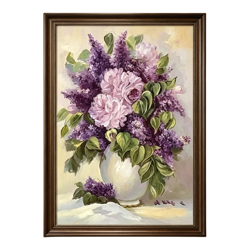 新中式法式中古风手绘花卉油画客油画