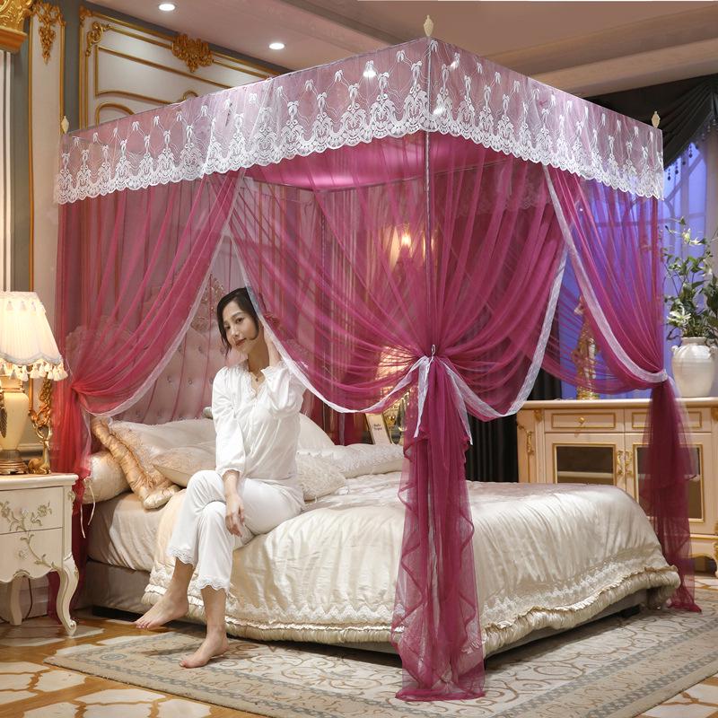 蚊帐家用新款三开门卧室支架免安装式床幔双层全包防止落地单开门