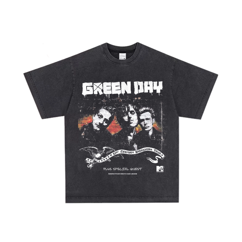 Green Day绿日乐队周边短袖T恤男女夏季纯棉美式摇滚朋克半截袖潮