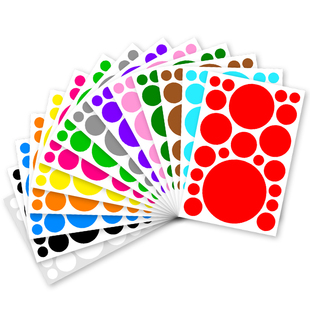 彩色圆形不干胶贴纸圆点波点空白标记标识幼儿园自粘口取纸标签贴