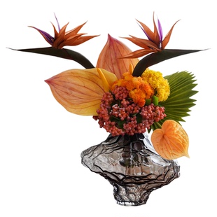 高端轻奢天堂鸟仿真花艺玻璃摆件酒店餐桌花假花高级仿生花摆设