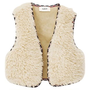 bash春季法式温柔风气质仿皮草背心马甲女款毛绒外套马夹1H25CELT