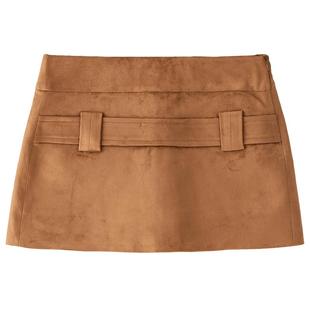 NMORE设计师品牌 25秋季新款 琥珀棕麂皮绒短款裙裤