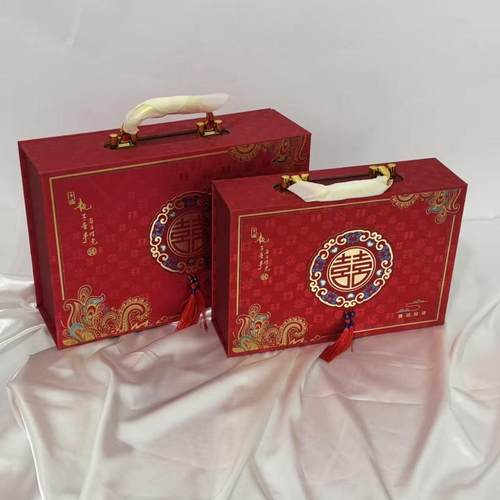 结婚订婚礼金礼品盒聘金聘礼礼盒彩礼提亲空盒现金盒子箱五金