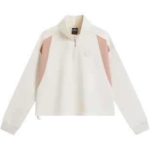 特步套头卫衣女士2025春秋官方半拉链撞色潮流套头衫976328920035