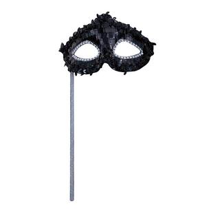 假面舞会手持面具女半脸手工制作面罩闪光亮片演出造型舞台表演男