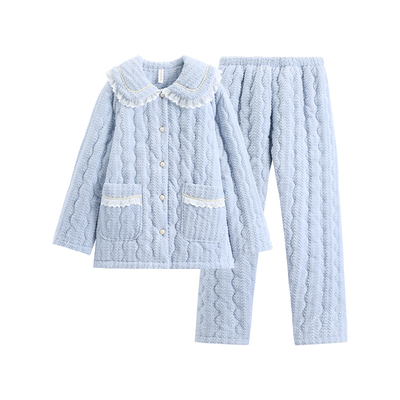 芬腾女珊瑚绒夹棉睡衣