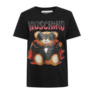 【自营】MOSCHINO莫斯奇诺女款蝙蝠侠小熊纯棉T恤短袖宽松