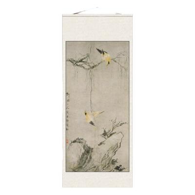 明代花M鸟挂画八大山人卷轴字画