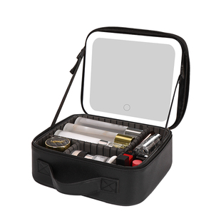 化妆包带镜子补光灯旅行便携分区收纳立体不塌化妆包大容量化妆箱