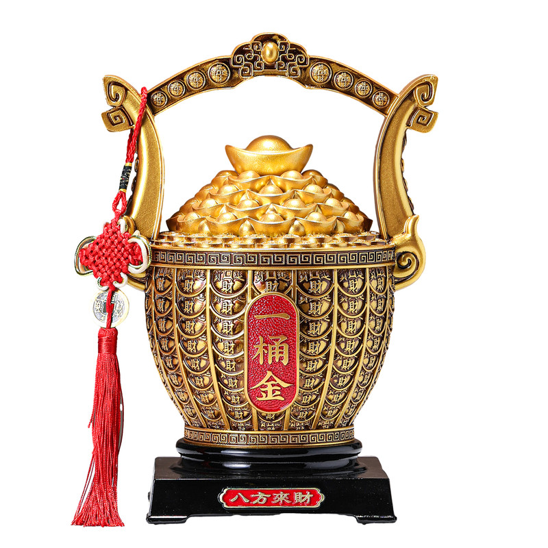 八方来财一桶金聚宝盆摆件