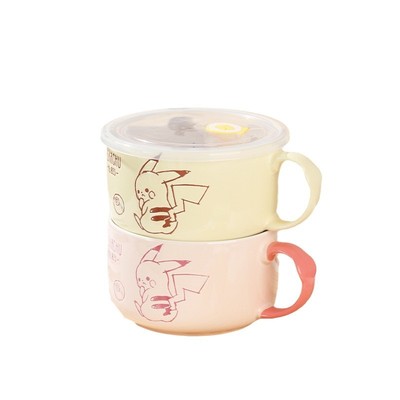 顺祥釉下彩陶瓷泡面碗带盖带把手