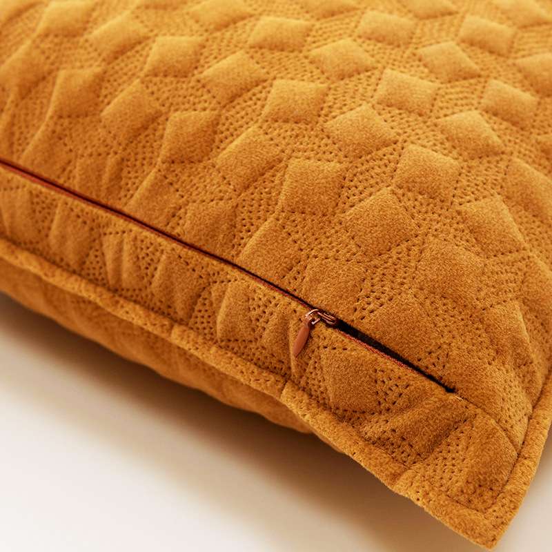 绗缝抱枕套磨砂绒格子立体套靠垫简约靠背方块加厚套沙发纹北欧