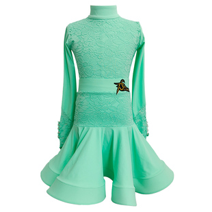 新款拉丁舞夏季女童专业比赛服长袖比赛成人艺考练功摩登舞三件套