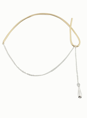 金银链条撞色水滴抽拉项圈锁骨链