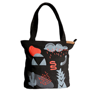 原创帆布包女单肩包大浅灰色刺绣