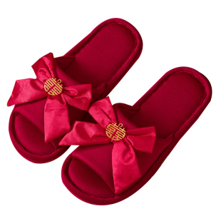 结婚拖鞋新婚家居拖鞋夏季红色喜庆男女情侣一对婚庆拖鞋陪嫁新娘