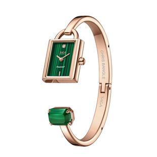 SAGA世家女表东方古锁小绿表小方锁手镯表轻奢复古小众圣诞礼物