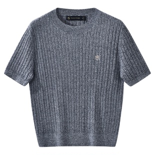 保罗彼得秋季新款针织衫女打底显瘦纯色短袖T恤毛衣UKECZ00011