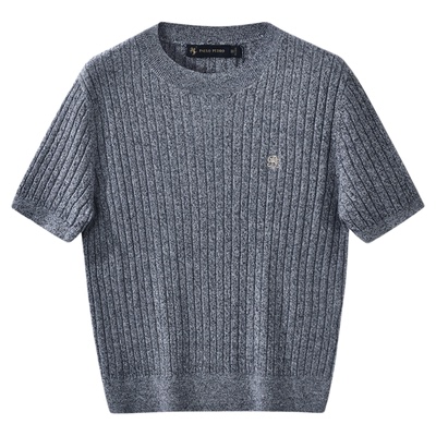 保罗彼得秋季新款针织衫女打底显瘦纯色短袖T恤毛衣UKECZ00011