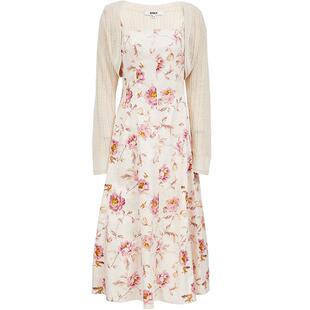 【ONLY奥莱】春季清新甜美镂空针织罩衫碎花吊带长裙套装连衣裙女