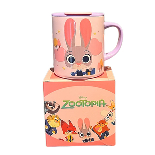 疯狂动物城保温马克杯带盖儿童家用喝水杯带刻度不锈钢牛奶杯直饮