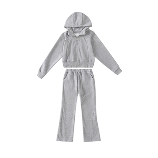 女童春装套装时髦外套2026新款喇叭裤收腰中大童运动休闲两件套潮