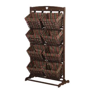 置物架落地多层收纳架实木家用卧室储物架客厅杂物整理架收纳篮