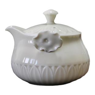 曲阳定瓷茶具茶壶定窑高温釉白瓷莲纹手抓壶泡茶壶单壶礼盒装送礼
