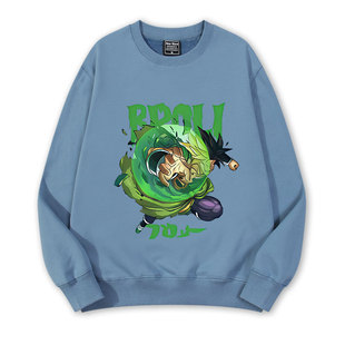 布罗利七龙珠动漫联名周边卡通新款圆领卫衣学生大童加绒薄款衣服