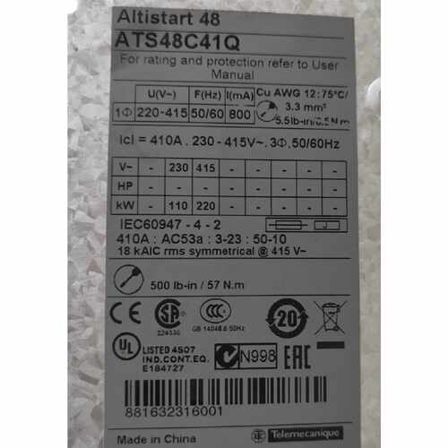 议价全新原装施耐德软启动ATS48C41Q现货便宜卖