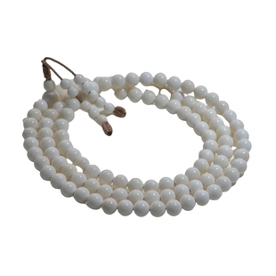 真白玉菩提108颗手串圆珠文玩佛珠项链男女挂珠高密盘玩手链念珠