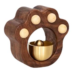 入门铃铛挂件猫爪风铃磁吸门实木装饰多巴胺铜铃入户提醒乔迁礼物