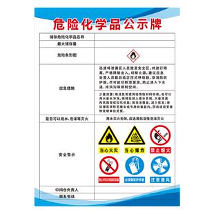 危险化学品公示牌化学品储存柜标签告知卡中间仓负责人告知牌出入柜记录责任书安全生产应急措施安全警示标识