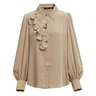 【会员专享】红袖立体花朵衬衫冬季2024新款女翻领气质雪纺衫