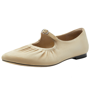 Nine West/玖熙反绒皮玛丽珍鞋女平底一字扣芭蕾舞鞋软底舒适单鞋