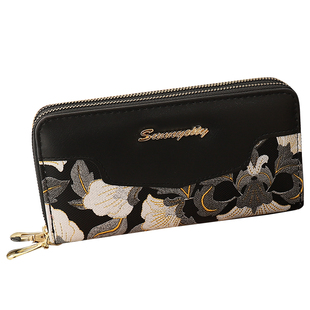 钱包女长款2025新款韩版时尚国风手包大气印花多卡位证件包手机包