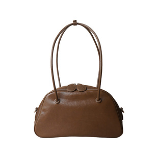 怪兽君秋冬法式小众腋下包头层牛皮保龄球包真皮单肩包多功能包包