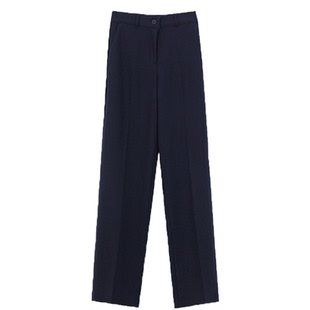 秋冬黑色窄版高级烟管直筒修身显瘦垂感通勤休闲高腰阔腿西装长裤