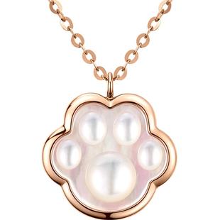 【百亿补贴】TSL谢瑞麟甜心系列18k金项链彩金白贝母猫爪64971