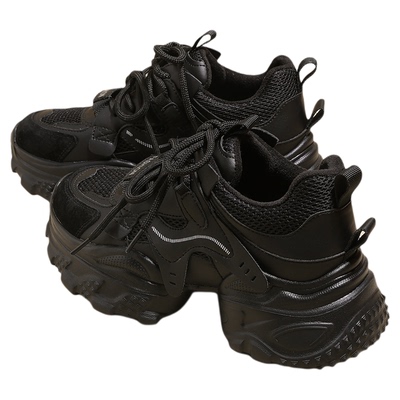 snowelf~黑色小蛮腰轻便老爹鞋