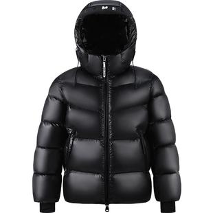 骆驼飞金鹅绒服男女2025冬季黑色短款亮面羽绒服防风保暖厚外套潮