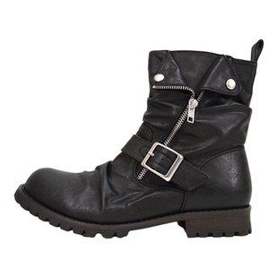 暗黑复古褶皱西部牛仔靴男女款做旧机车靴切尔西靴马丁靴工装短靴