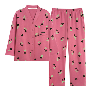 俞兆林睡衣女款2025新款春秋季纯棉布料长袖女士花卉家居服秋款