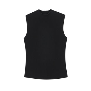 歌锦舒适好穿再生纤维素 无袖半高领针织T恤上衣女2025春季新品