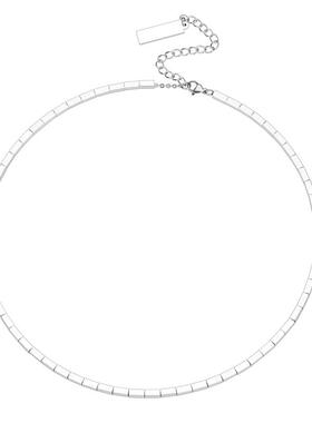 项链男生新款潮牌百搭高级感轻奢小众锁骨链简约方块男士吊坠配饰