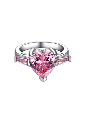 物种宋妍霏同款粉色爱心闪闪戒指