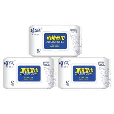 清花润酒精80抽湿巾3包装