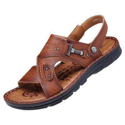 老人头休闲凉鞋真皮夏季